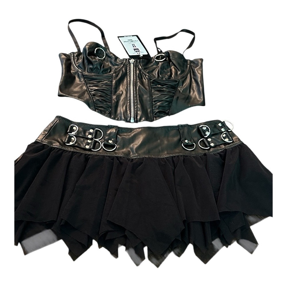 Dolls Kill Tricks n Treatz Bondage Fairy Black Skirt Set size M